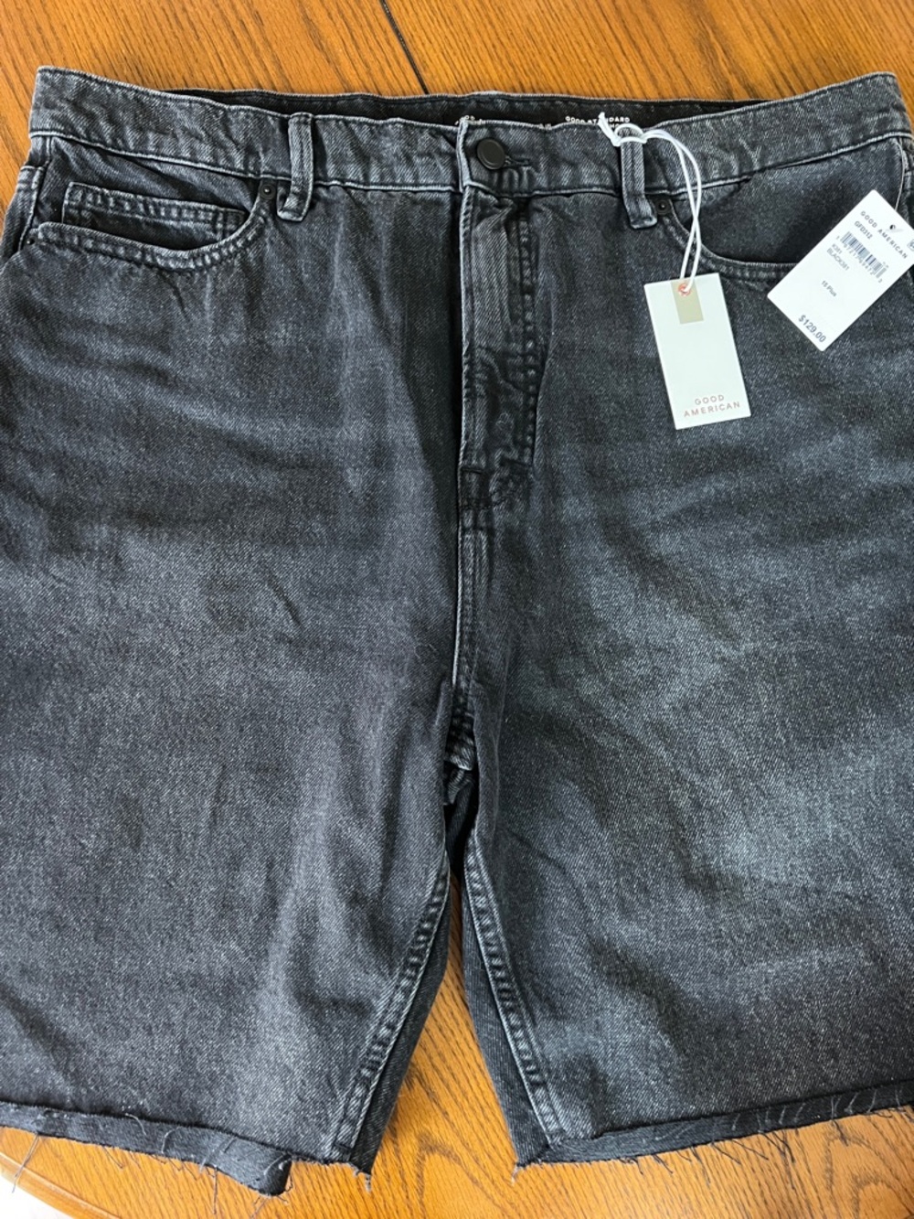 Good American Women’s Black Denim Shorts “Good Standard Bermuda Short”